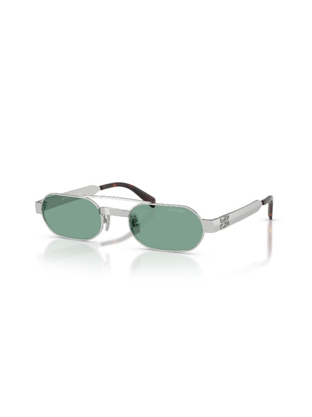 New Miu Miu Women's Sunglasses Green Lens Metal Frame MU B52S 21M40Y 52